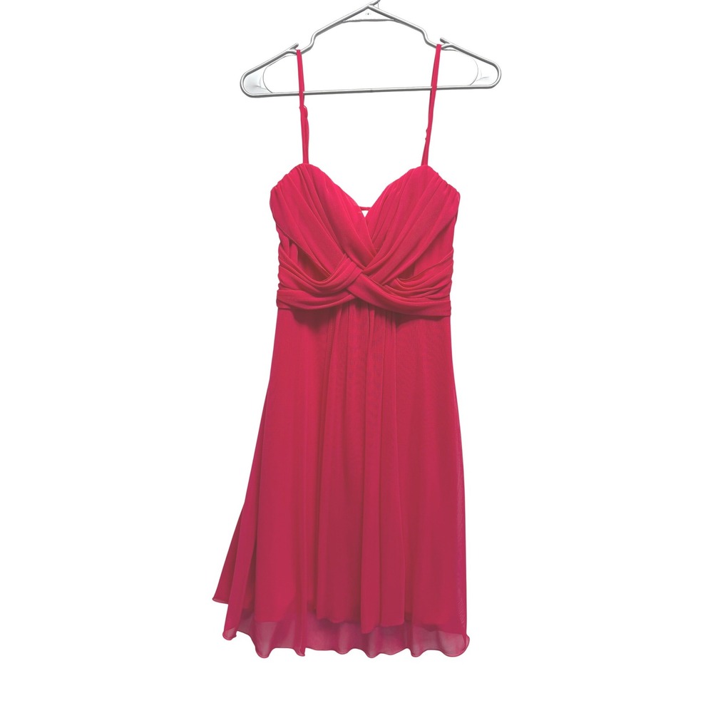 Studio Y Hot‎ Pink Ruched Chiffon Sweetheart Mini Dress Barbiecore Prom Cocktail